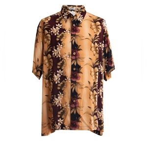 Vintage 80s Ron Chereskin Hawaiian Shirt Men's L Floral Button-Up Retro